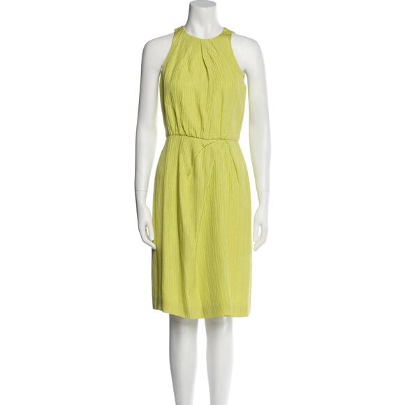 Lela Rose Chartreuse Yellow Maxi Dress Size 4 Silk Formal Wedding High Neck - Picture 9 of 10